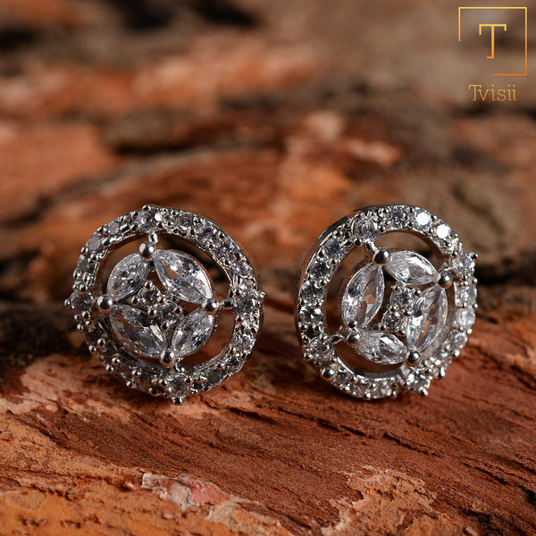 Lunaria Bloom- Stone Studded Zirconia Stud Earrings