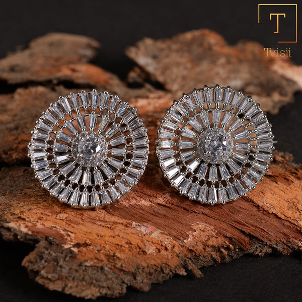 Lunaline- Stone Studded Zirconia Stud Earrings
