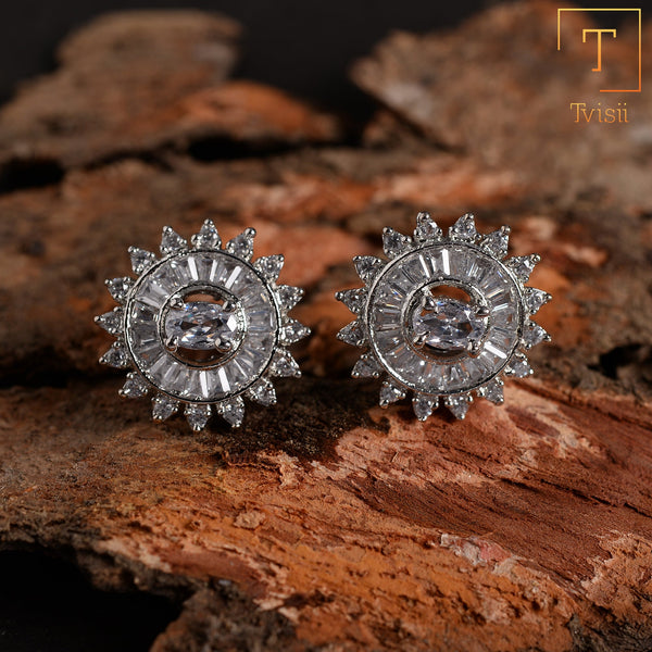 Selunara- Stone Studded Zirconia Stud Earrings
