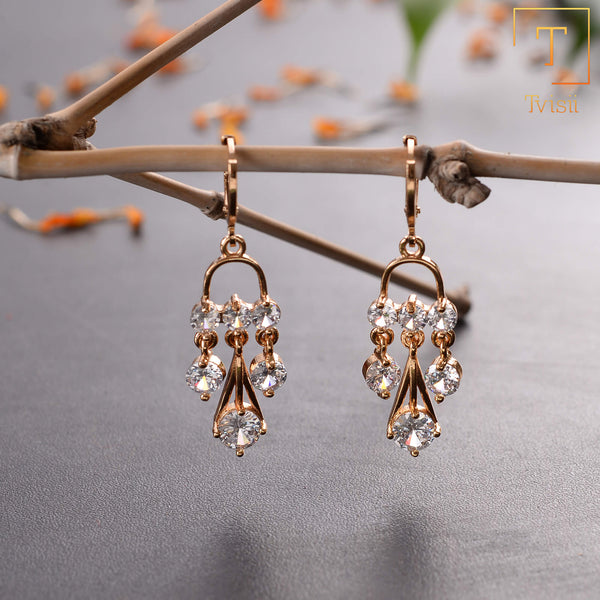 Lustria- Stone Studded Zirconia Dangler Earrings