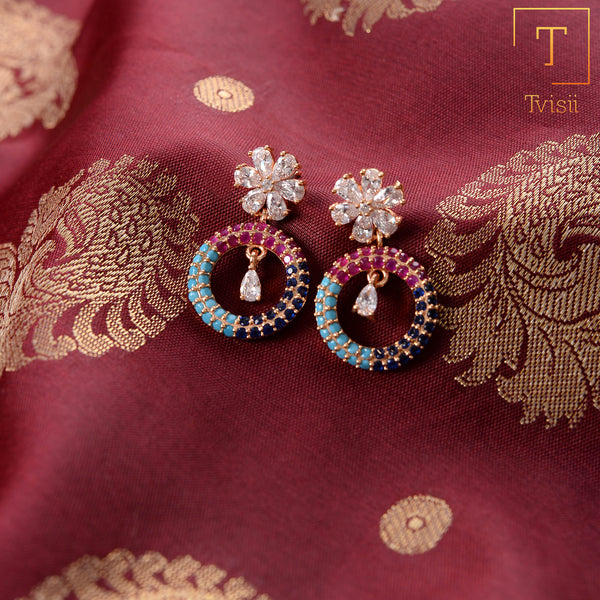 Celestyn- Stone Studded Zirconia Dangler Earrings