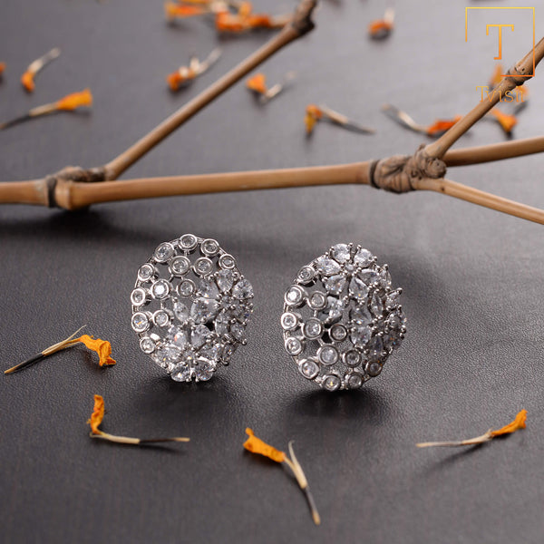 Starena- Stone Studded Zirconia Stud Earrings