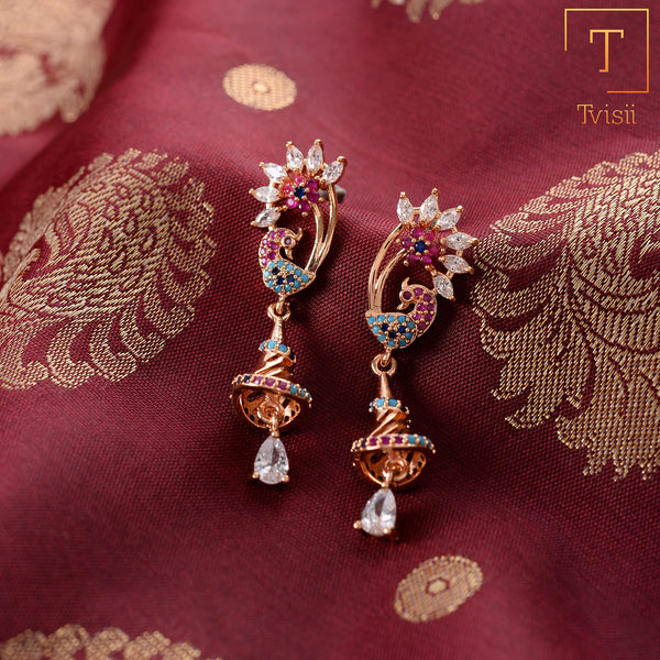 Stellavia- Stone Studded Zirconia Dangler Earrings