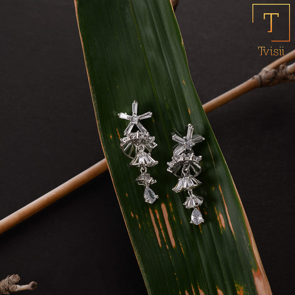Elestelle- Stone Studded Zirconia Dangler Earrings