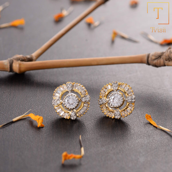 Starina Bloom- Stone Studded Zirconia Stud Earrings