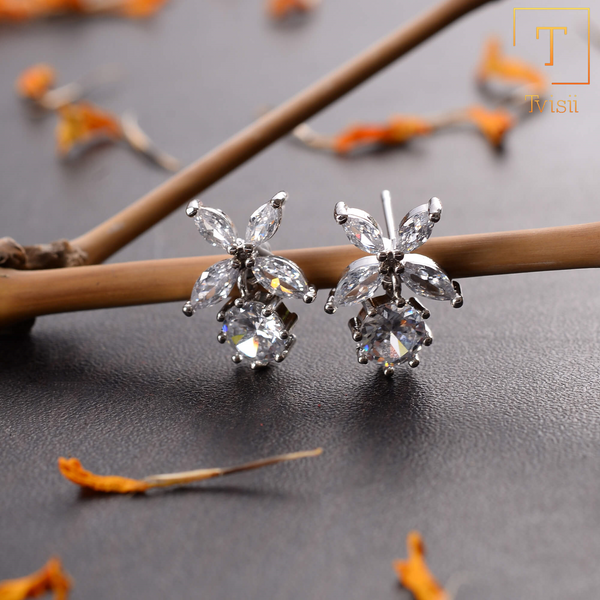 Glimmera- Stone Studded Zirconia Stud Earrings