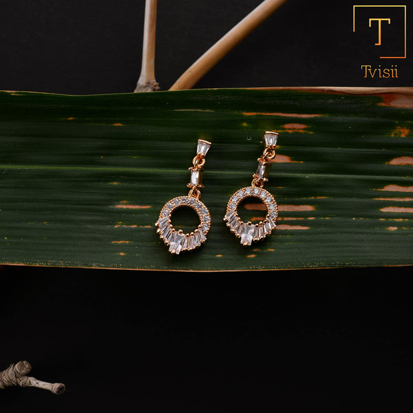 Astranova- Stone Studded Zirconia Dangler Earrings