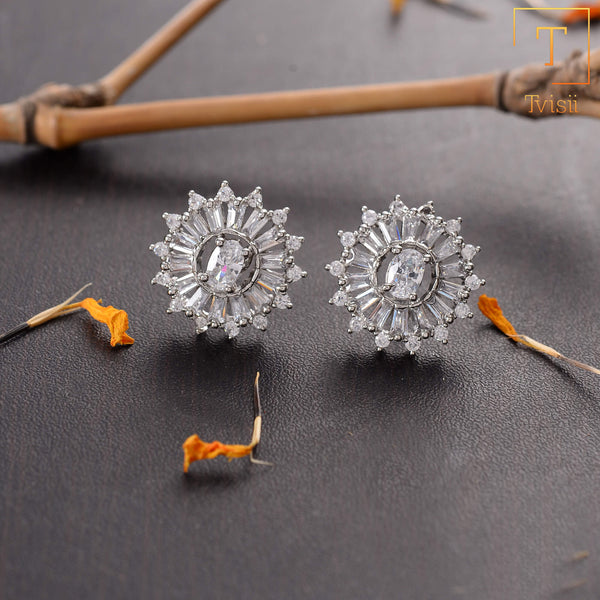 Cosmara- Stone Studded Zirconia Stud Earrings