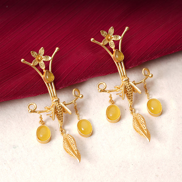 Yellow Matty Long Hanging Earrings