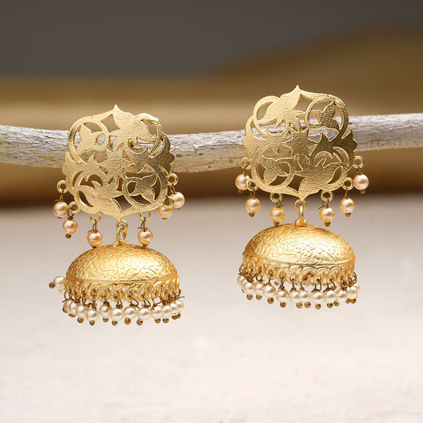 Arika- Golden Matte Jhumka Earrings