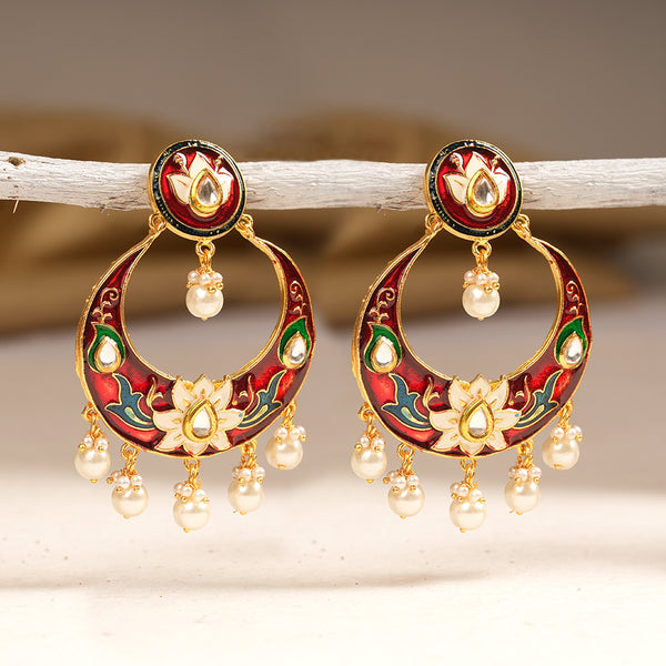 Red Meenakari Dangle Earrings