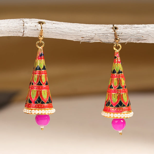 Eva- Stone Studded Hanging Pearl Dangler Earrings