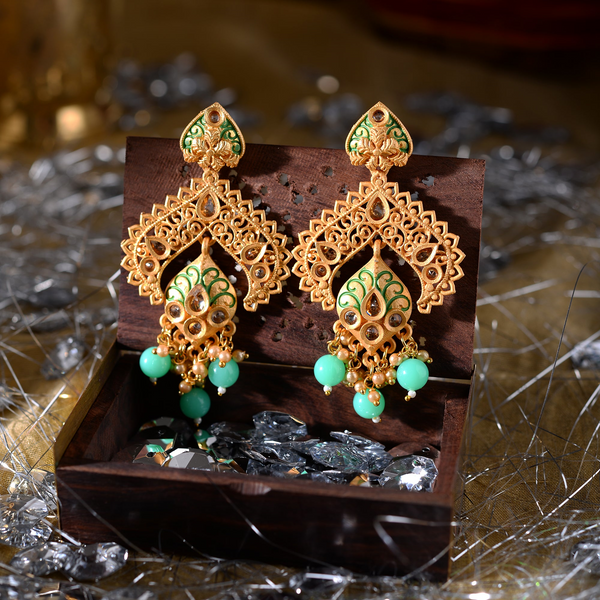 Green Meenakari Earring