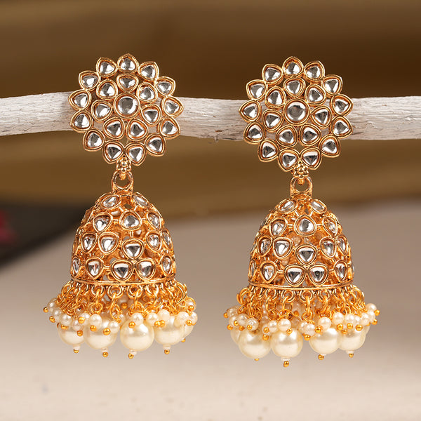 Kundan studded Danglers with hanging Baby pearls