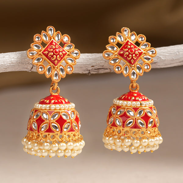 Kundan studded Meenakari Danglers with hanging Baby pearls