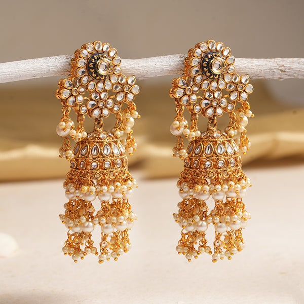 Polki Pearl Hanging Earrings