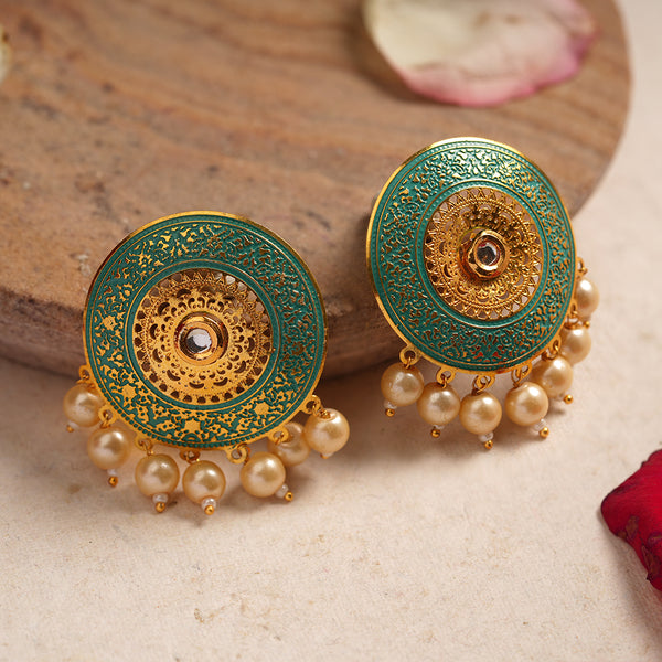 Floral meenakari button Earrings