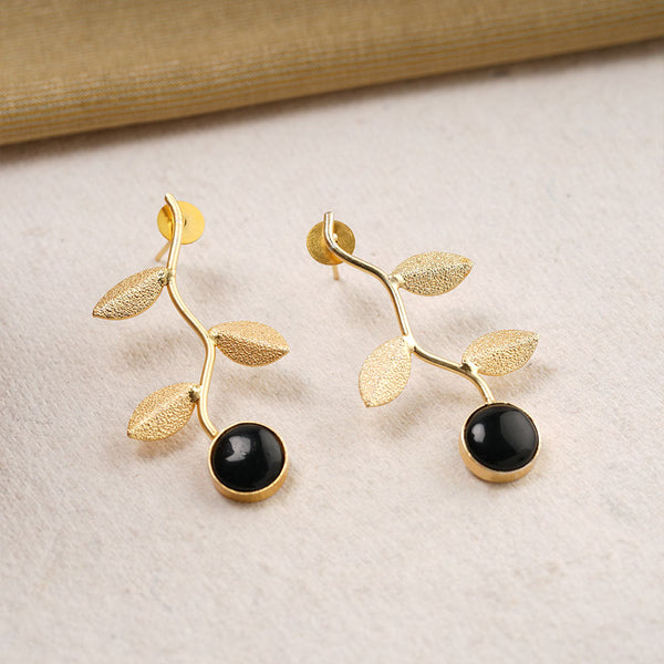 Ananta- Stone Studded Dangler Earrings(Black)