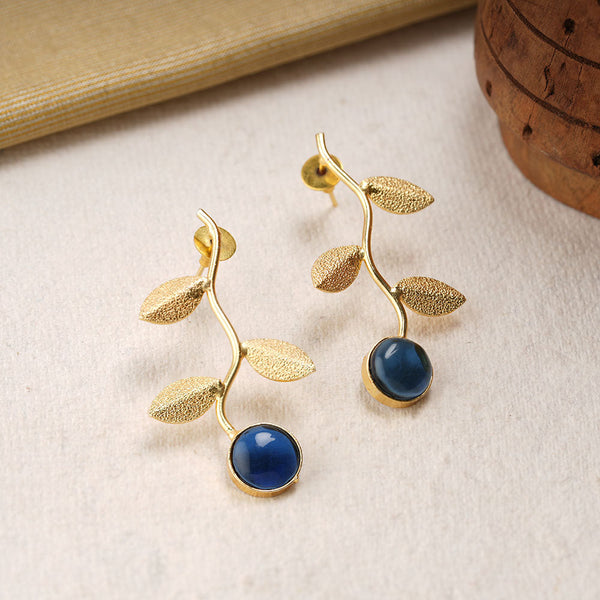 Ananta- Stone Studded Dangler Earrings(Blue)