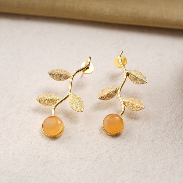 Ananta- Stone Studded Dangler Earrings(Yellow)