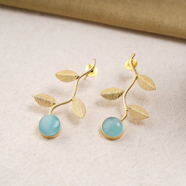 Ananta- Stone Studded Dangler Earrings(Sky Blue)