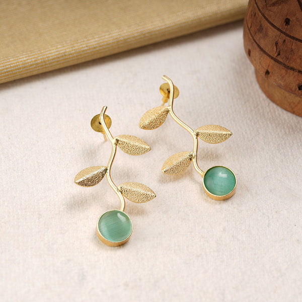 Ananta- Stone Studded Dangler Earrings(Mint)