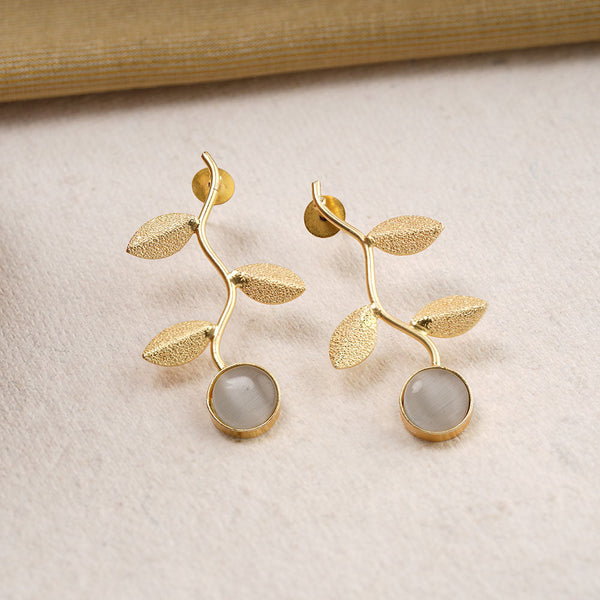 Ananta- Stone Studded Dangler Earrings(Gray)