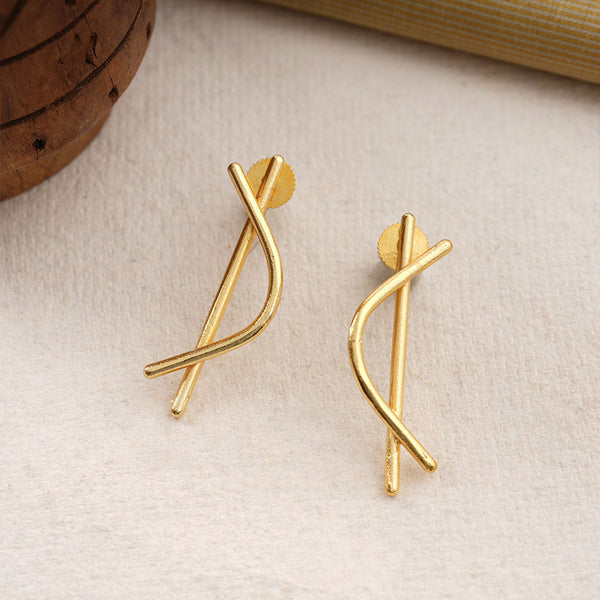 Arpita- Abstract Shape Golden Dangler Earrings