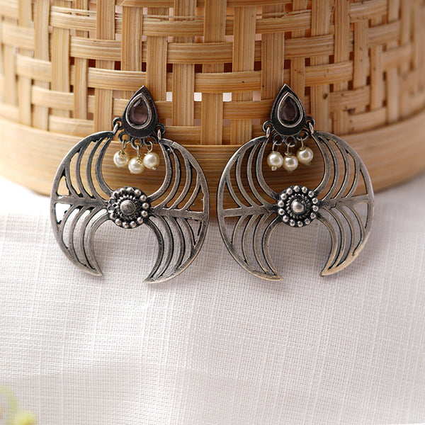 Silvertoned Handcrated Brass Earring