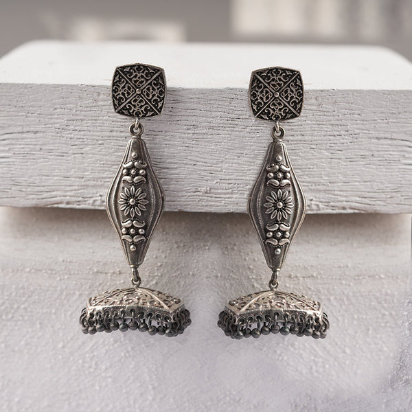 Shubhra- Silver Brass Oxidised dangler earrings