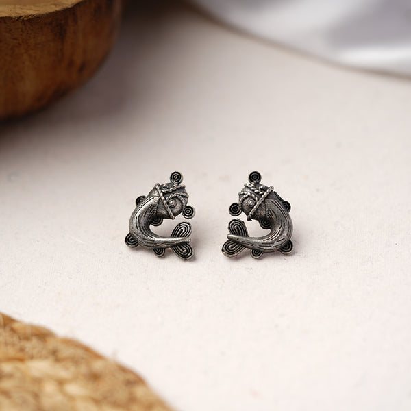 Elephant Trunk Brass Earrings