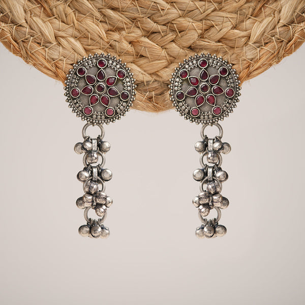 Shyamrekha- Silver Brass ghunghroo dangler earrings