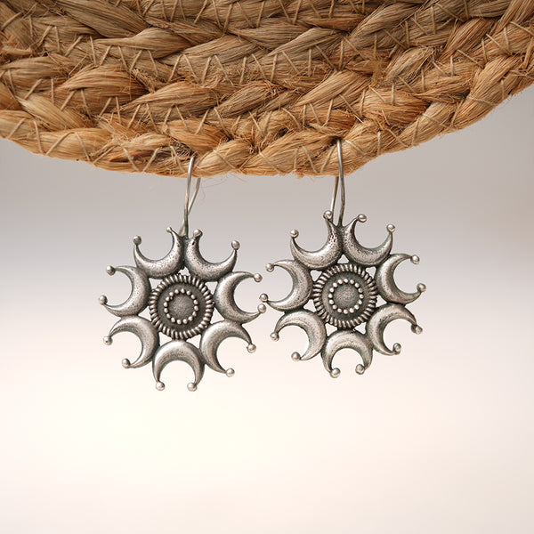Sun Shaped Brass Earrings