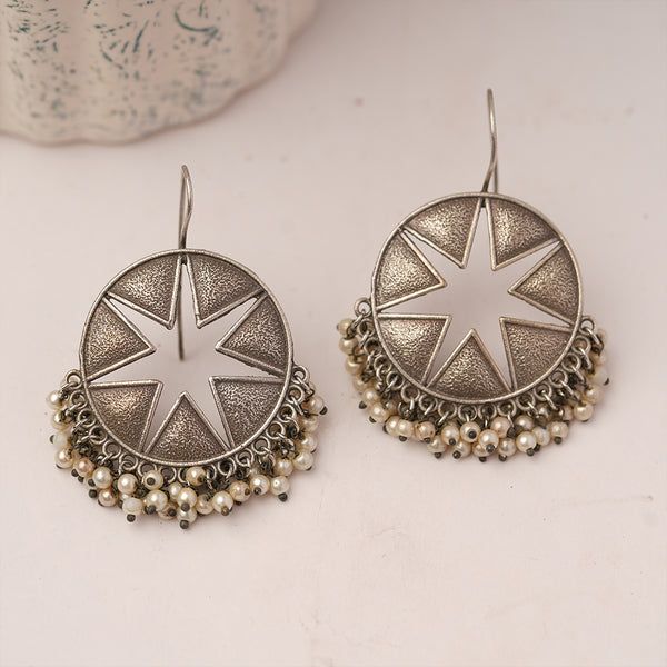 Silvertoned Hanging Brass Earrings