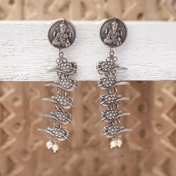 Silver Toned Brass Earrings
