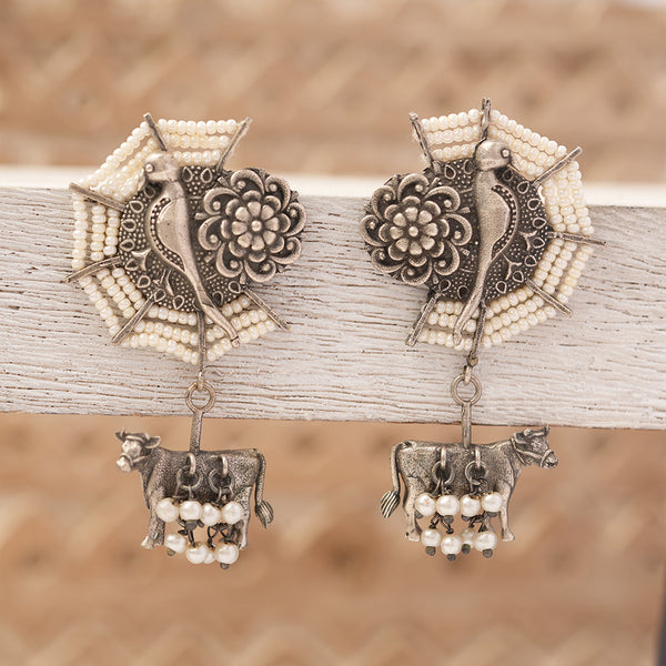 Silver Toned Brass Earrings