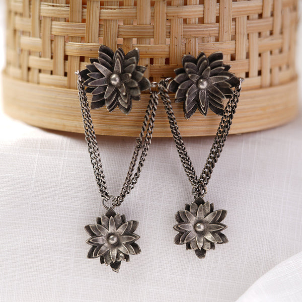 kamala- Silver Brass Oxidised dangler earrings