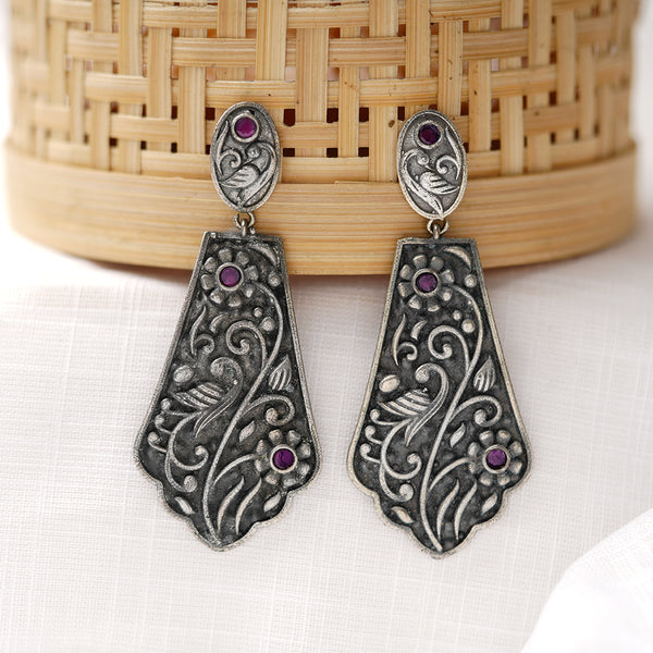 Silver toned brass Tribal Earrings