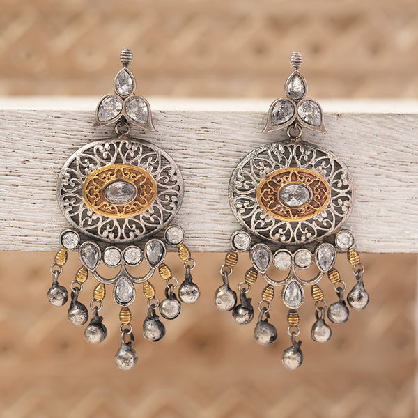 Saurabhi- Silver Brass Oxidisd dangler earrings
