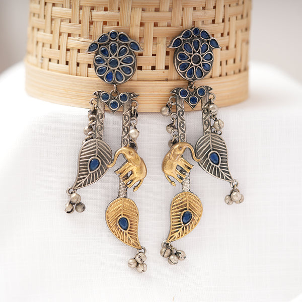Dual toned Antique polish Brass Danglers