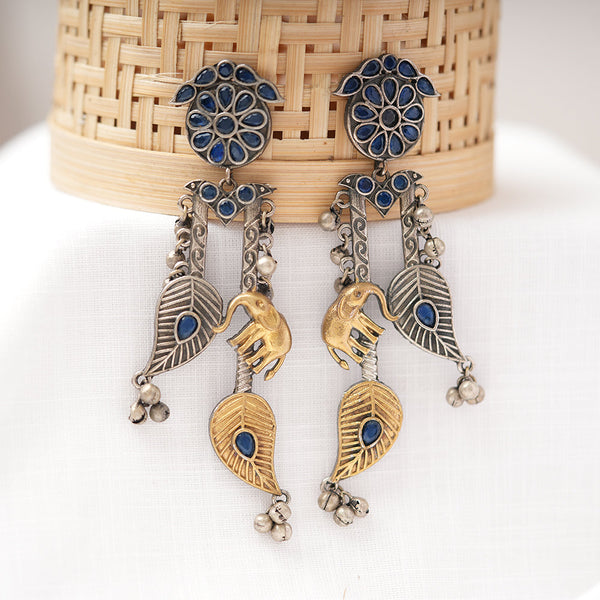Dual toned Antique polish Brass Danglers