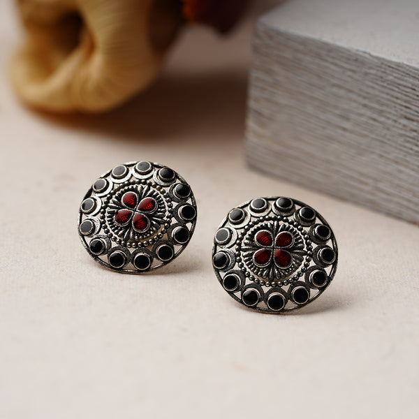 Red Stone Studded Studs
