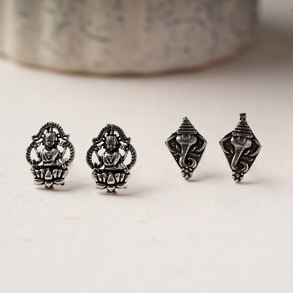 Combo of 2  Oxidised Silver Studs