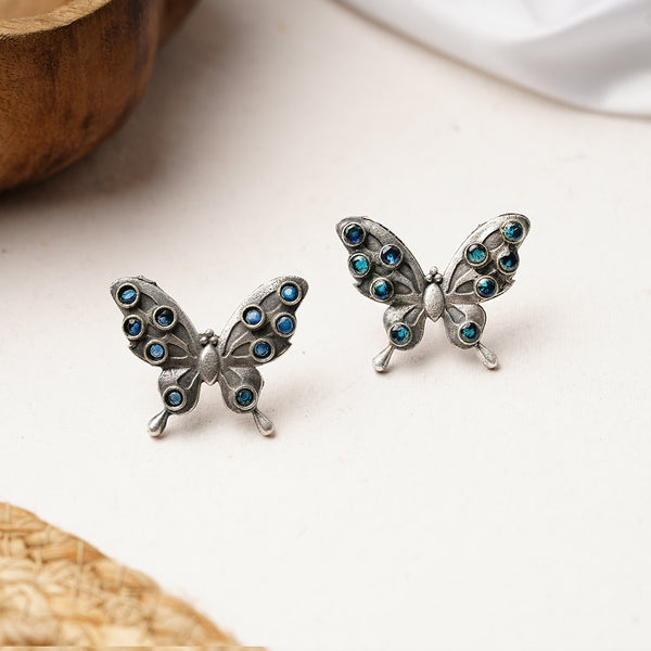 Black stone Studded Butterfly Brass Danglers