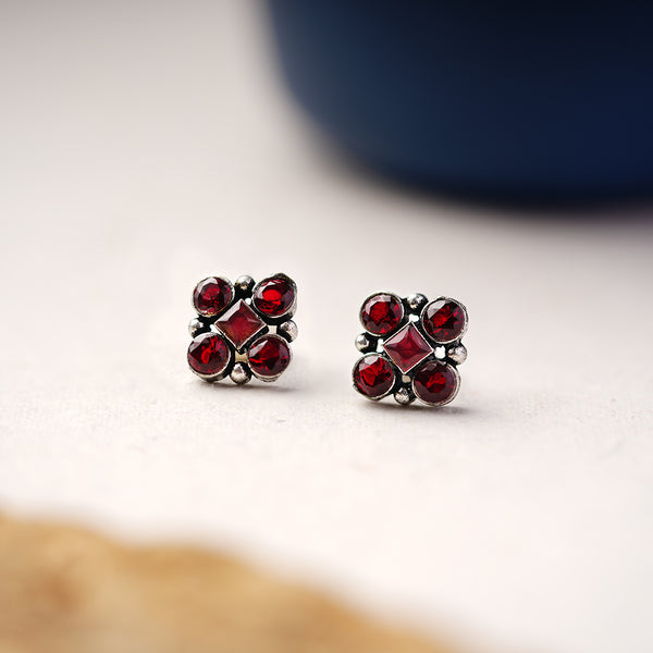 Red Stone Studded Studs