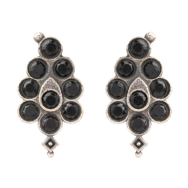 Black Stone Studded Brass Studs