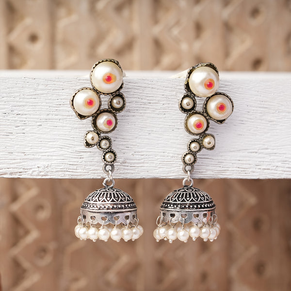 Brass danglers with Hanging Baby Pearls
