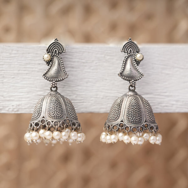 Brass danglers with Hanging Baby Pearls