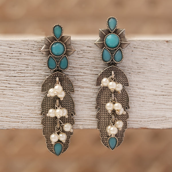 Brass danglers with Hanging Baby Pearls