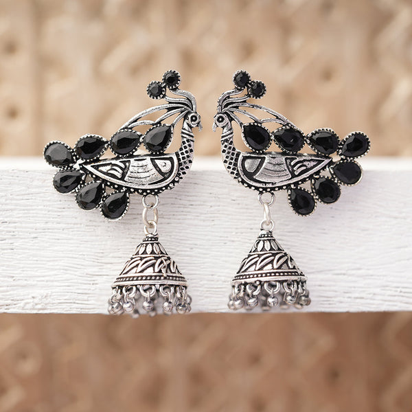 ChandMor- Silver Brass Pearl jhumka earrings (Pink)